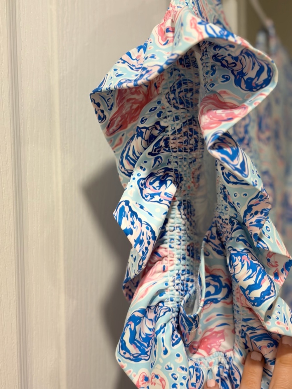 Simply Southern Oyster Print Dress | Coastal Preppy Ruffle Sleeve Tiered Dress - Picture 6 of 6